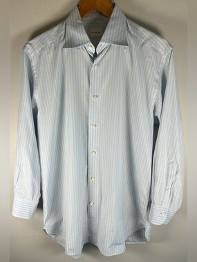 Ermenegildo Zegna Men’s Dress Shirt 41/16 Yellow Blue Button Up Long Sleeve NWOT